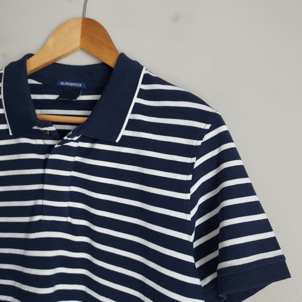 Scotch & Soda Men's Short Sleeve Blue and White Stripe Polo Size Large NEW NWT - Picture 4 of 13